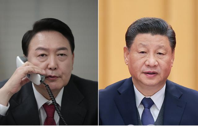 (왼쪽부터) 윤석열 대통령과 시진핑 중국 국가주석. 연합뉴스 자료사진