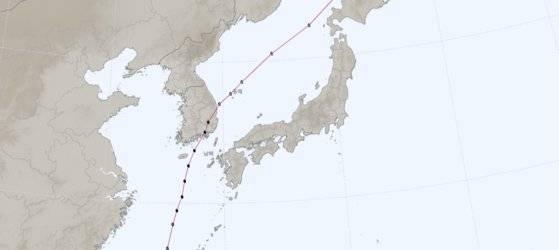 태풍 매미의 이동 경로. [기상청]