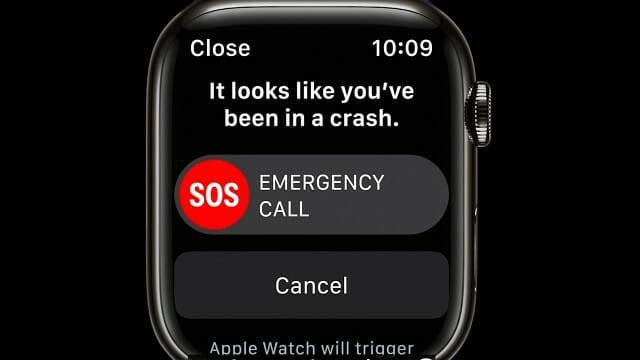 자동차 사고시 일어나는 충격을 감지해 자동으로 구조를 요청하는 '충돌 감지' 기능. (사진=애플)