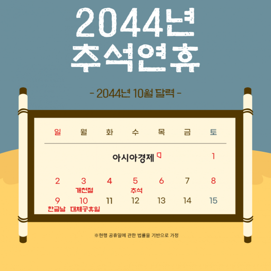 2044년에는 최장 10일의 연휴가 예상된다/사진=송현도 아시아경제 인턴기자