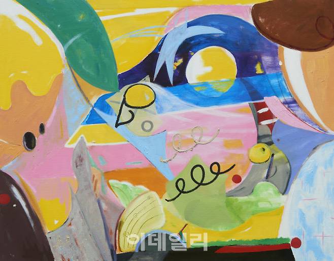 정지원 ‘도시의 사람들’(2022), 캔버스에 오일, 100×80㎝(사진=갤러리도스)