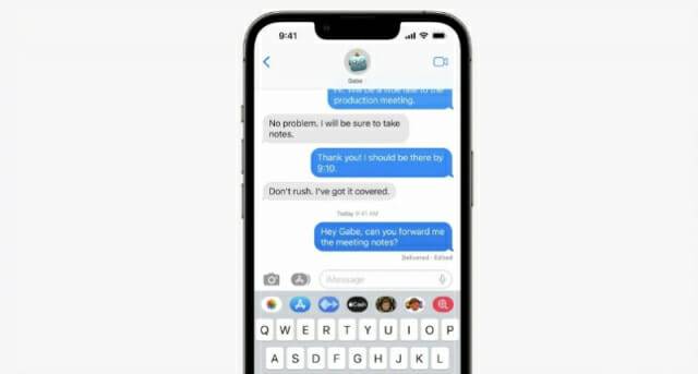 iOS16에서 새롭게 추가된 메시지 편집, 취소 기능 (사진=애플)
