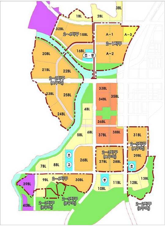 대전시 도안2단계 각 지구별 민간택지개발 위치도. 사진=네이버블로그 그린러브