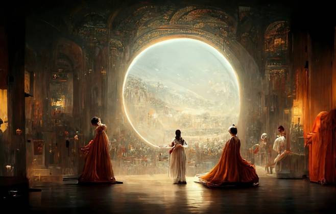 지난달 29일(현지시간) 발표된 미국 콜로라도 주립 박람회 미술전  '디지털 아트·제작 사진 부문' 1위에 오른 인공지능(AI) 작품 '스페이스 오페라 극장'(Theatre D'opera Spatial). /사진=트위터 캡처