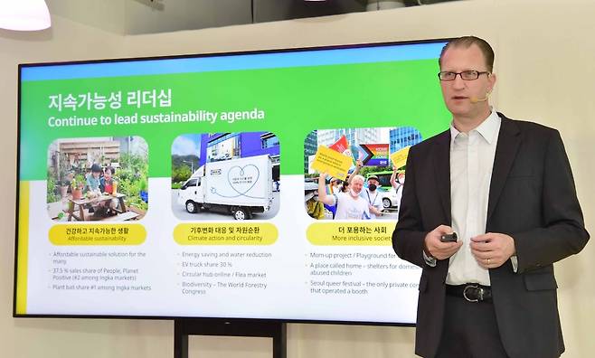 Fredrik Johansson, retail manager at Ikea Korea, speaks at a media conference held at Ikea Gwangmyeong in Gyeonggi Province on Wednesday. (Ikea Korea)