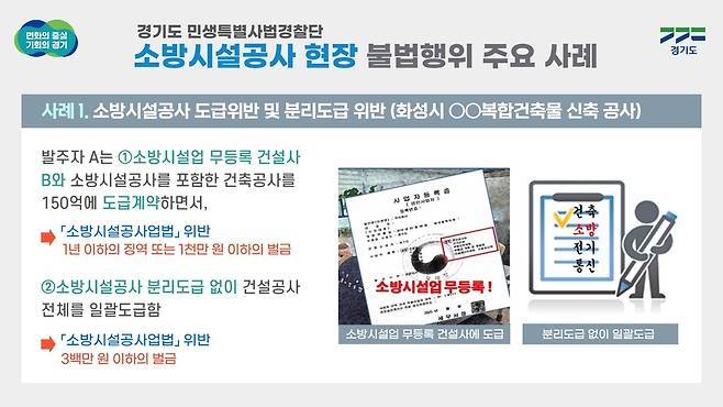 소방시설공사 불법행위 사례 [경기도 제공. 재판매 및 DB 금지]