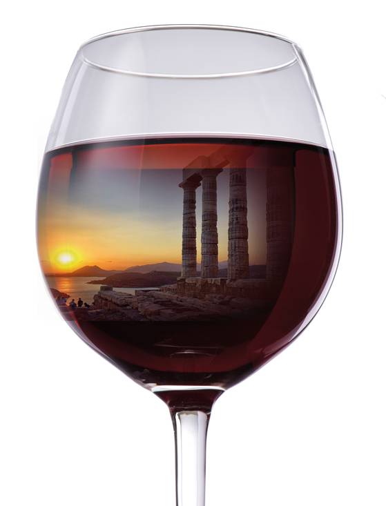 수니온 곶의 포세이돈 신전과 포도주색 바다. [사진 손관승]