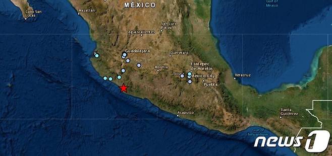19일(현지시간) 멕시코 남서부 미초아칸주에서 규모 5.9 지진이 발생했다. (유럽지중해지진센터 홈페이지 화면 갈무리) 2022.09.19