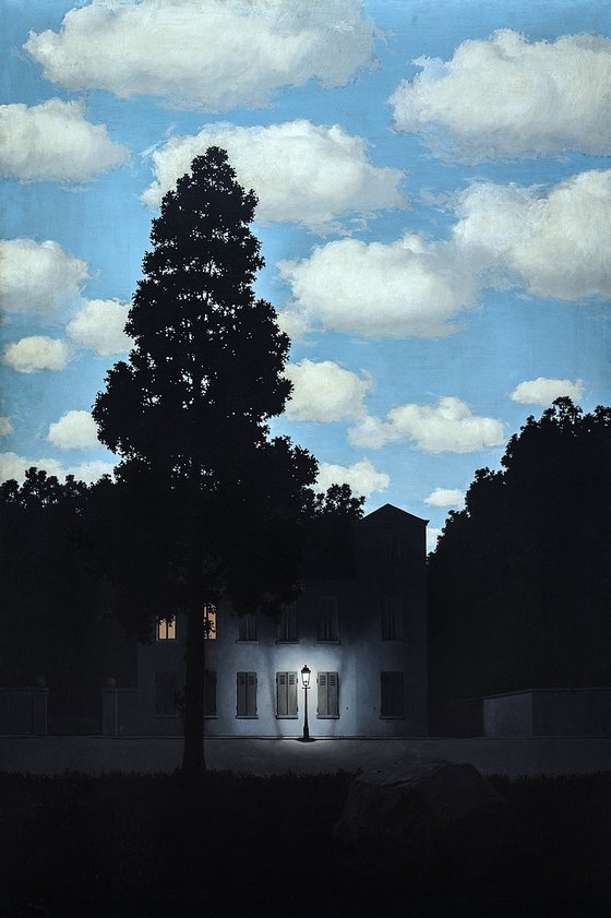 르네 마그리트(1898~1967)의 ‘빛의 제국’. 어둠과 밝음을 동시에 그려낸 창의적 그림이다. [사진 페기 구겐하임 컬렉션]