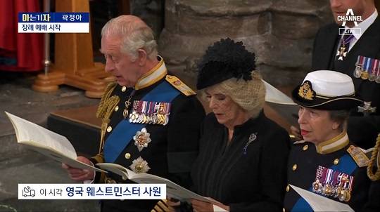 엘리자베스 2세 여왕의 장례식에서 해군 군복 차림으로 참석한 딸 앤 공주(오른쪽) 사진=뉴스A