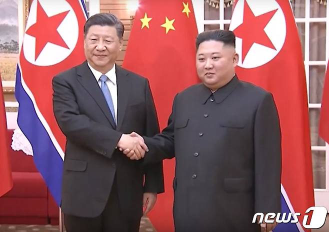 시진핑 중국 국가주석과 김정은 북한 노동당 총비서. (CCTV 화면 캡쳐)2019.6.20/뉴스1