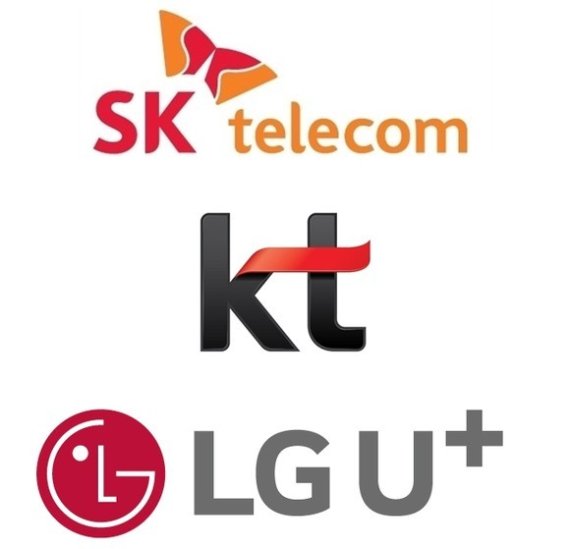 SKT, KT, LGU+ 로고. 각 사 제공