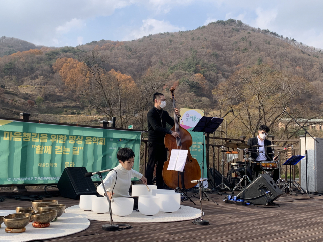 경북 국립산림치유원에서 치유객을 대상으로 명상음악회가 열리고 있다. 사진제공=국립산림치유원