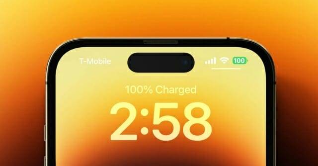 iOS 16.1 두 번째 베타 버전에 적용된 잠금화면 배터리 충전 표시 문구 (사진=나인투파이브맥)