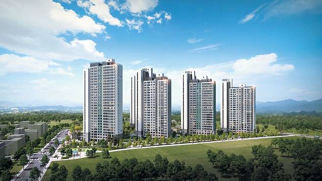 충북 음성 기업복합도시에 들어설 ‘음성 푸르지오 마크베르’ 완공 후 예상 모습. /대우건설