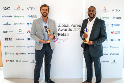 Stephen Solares and Raymond Okafor, Business Associates for Vantage, at the Global Forex Awards Ceremony, Limassol, Cyprus, on 22 September 2022 (PRNewsfoto/Vantage)