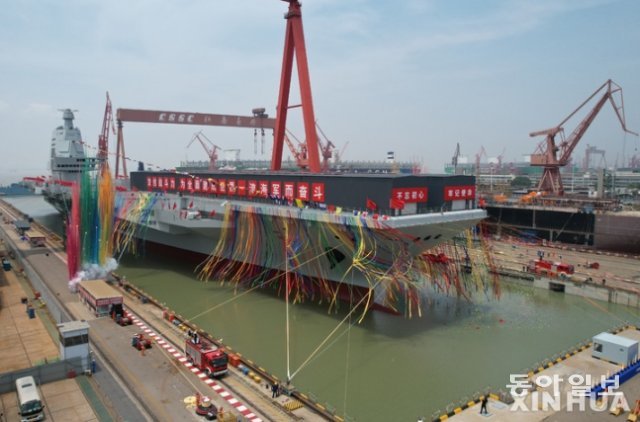 23일부터 정박 시험을 시작한 중국의 세 번째 항공모함 푸젠함