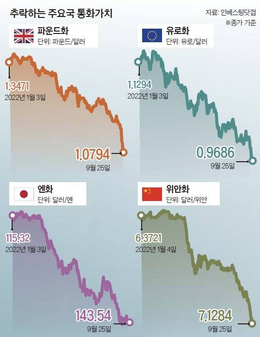 추락하는 주요국 통화가치