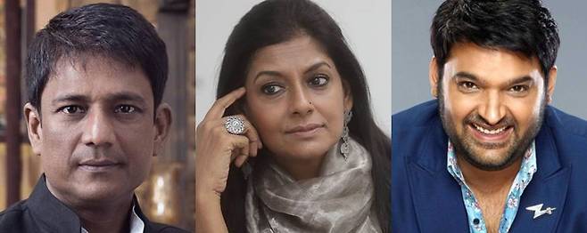 From left: Indian actor Adil Hussain, director Nandita Das, actor Kapil Sharma (BIFF)