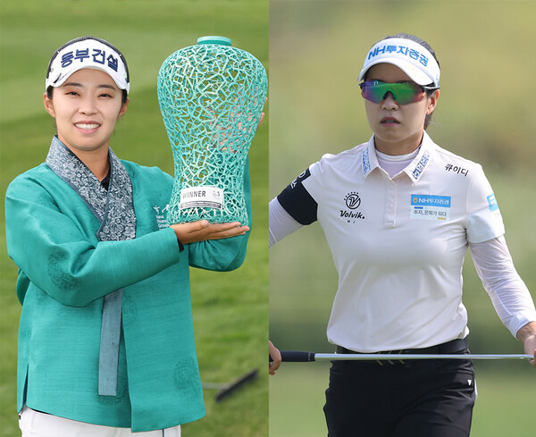 2022년 한국여자프로골프(KLPGA) 투어 하나금융그룹 챔피언십 우승을 차지한 김수지 프로, 시즌 4승을 거둔 박민지 프로. 사진제공=KLPGA