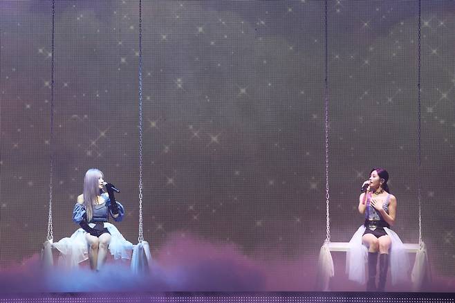 K-pop group fromis_9 conducts its concert "Love From." at the KBS Arena in Gangseo-gu, Seoul, on Friday. (Pledis Entertainment)