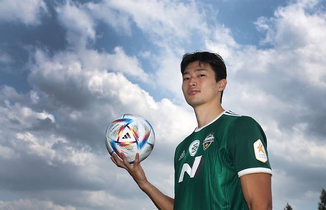 전북의 2관왕과 카타르월드컵 본선 출전에 도전하는 스트라이커 조규성. 김상선 기자