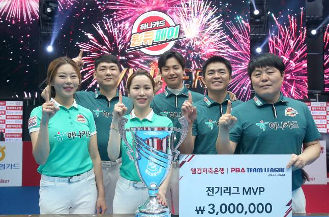 프로당구 PBA팀리그 전기리그 우승팀 하나카드. 제공 | 프로당구협회