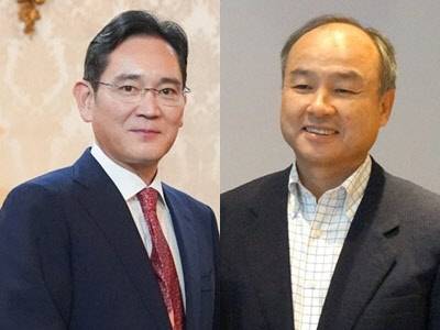 이재용(왼쪽) 삼성전자 부회장과 손정의 소프트뱅크그룹 회장. 연합뉴스