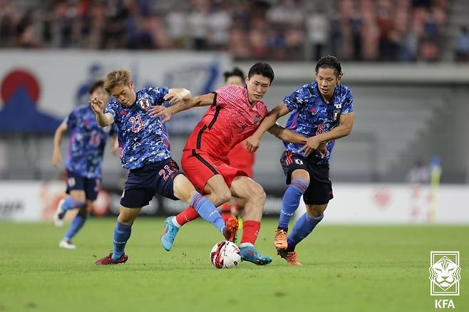 동아시안컵 한국과 일본의 경기 장면. [사진 대한축구협회]