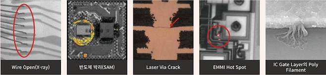반도체 소자, 부품 불량 사례. 출처=큐알티