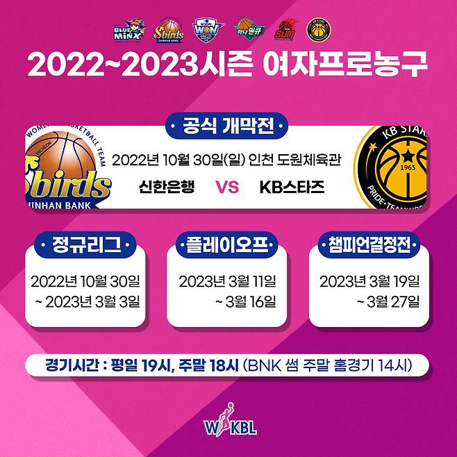 [서울=뉴시스] 2022~2023시즌 여자프로농구 개막. (사진 = WKBL 제공) *재판매 및 DB 금지