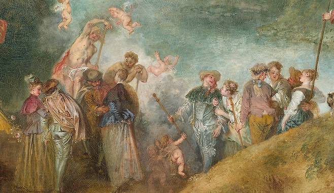 장 앙투안 와토, 키테라(시테라)섬의 순례(일부 확대)