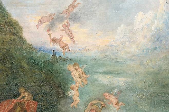 장 앙투안 와토, 키테라(시테라)섬의 순례(일부 확대)