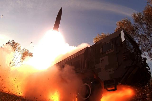 북한이 지난달 25일부터 이달 9일까지 실시한 미사일 시험발사 모습. 평양=노동신문 뉴스1