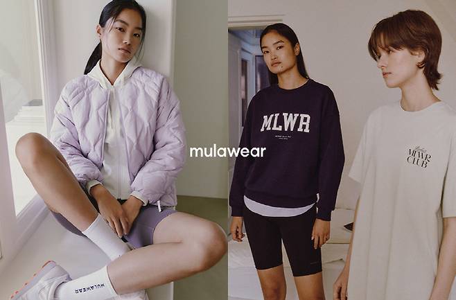 젊은 층 사이 '오운완' 열풍이 불면서 패션업계가 다양한 애슬레저룩을 선보이고 있다. 사진은 뮬라웨어의 애슬레저룩. [사진 출처 = 뮬라웨어]