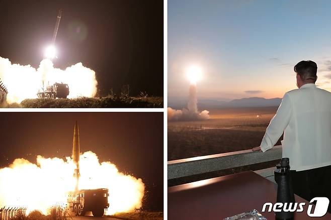 (평양 노동신문=뉴스1) = 김정은 북한 노동당 총비서가 전술핵 운용부대 훈련을 지켜보고 있다. [국내에서만 사용가능. 재배포 금지. DB 금지. For Use Only in the Republic of Korea. Redistribution Prohibited] rodongphoto@news1.kr