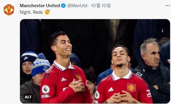 크리스티아누 호날두(왼쪽), 안토니(이상 맨체스터유나이티드). 맨체스터유나이티드 트위터 캡처