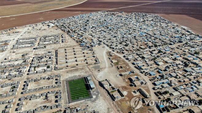 시리아의 터키 접경지역에 있는 난민 캠프촌 [연합뉴스 자료사진. 재판매 및 DB금지]
