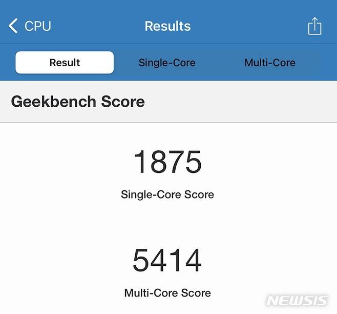[서울=뉴시스]아이폰14 프로 맥스의 긱벤치 벤치마크 결과. (사진=긱벤치 캡처)
