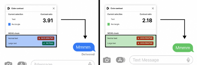 사진= Apple이 선택한 녹색은 WCAG 접근성 테스트를 통과하지 못했다.