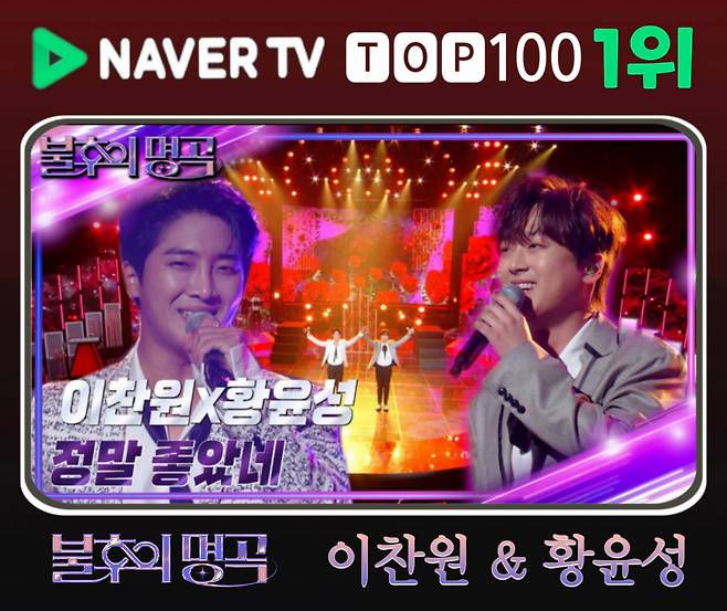 '불후' 이찬원x황윤성 '정말 좋았네' 네이버TV 1위..빛나는 우정