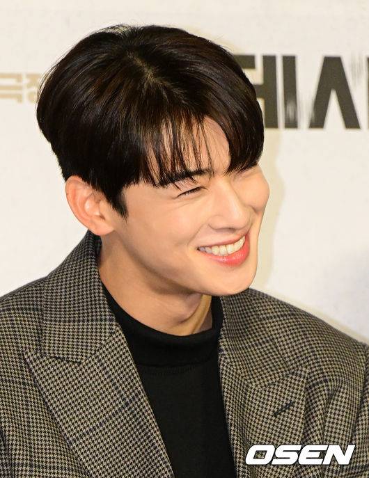 [OSEN=지형준 기자]배우 차은우가 간담회를 하며 미소짓고 있다. 2022.10.21 /jpnews@osen.co.kr