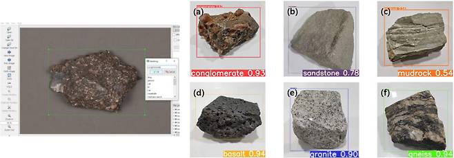 데이터 활용 및 아이디어 부문 대상 수상작 YOLO 딥러닝 알고리즘을 활용한 암석 분류 연구 예시