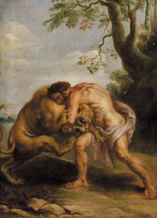 헤라클레스가 사자와 싸우는 모습을 화폭에 담은 페테르 파울 루벤스의 그림. 열두 과업 중 첫 번째다. /앱슬리 하우스 웰링턴 컬렉션. 아칸소대