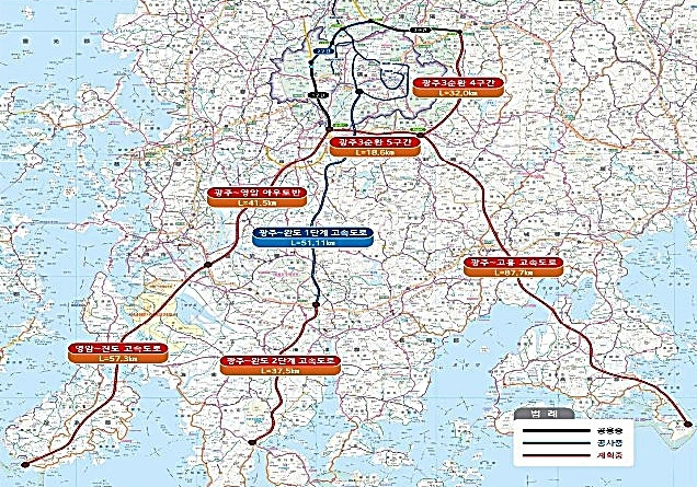 [해남=뉴시스] 광주~영암 초고속도로 건설 계획. *재판매 및 DB 금지