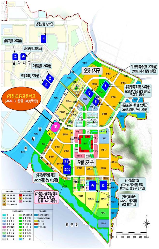 전남 무안군 남악신도시 오룡지구에 들어설 가칭 오룡고등학교 위치도. 무안군 제공