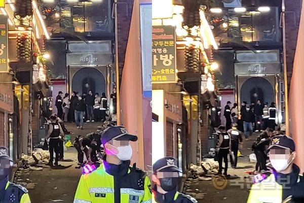 지난 29일 압사 사고가 발생한 서울 용산구 이태원 해밀턴호텔 인근 골목 모습. 양한주 기자