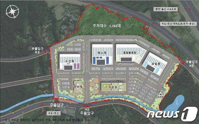 울산농수산물도매시장 시설현대와 이전 건립사업 배치도. (울산시 제공)