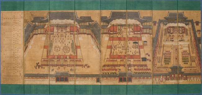 무진진찬도병, 8폭 병풍, 견본 채색, 178.0×373.28㎝  ⓒ LACMA