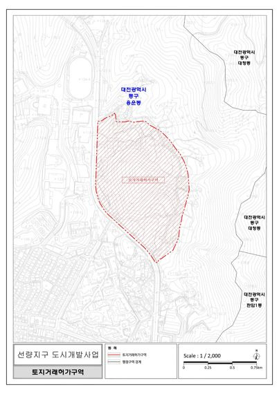 대전시가 토지거래허가구역으로 새로 지정한 동구 선량지구 위치도.
